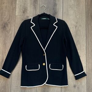 Lauren Ralph Lauren Black Blazer with White Trim and Gold Buttons